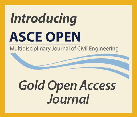Introducing ASCE OPEN, a gold openaccess journal, on a yellow image